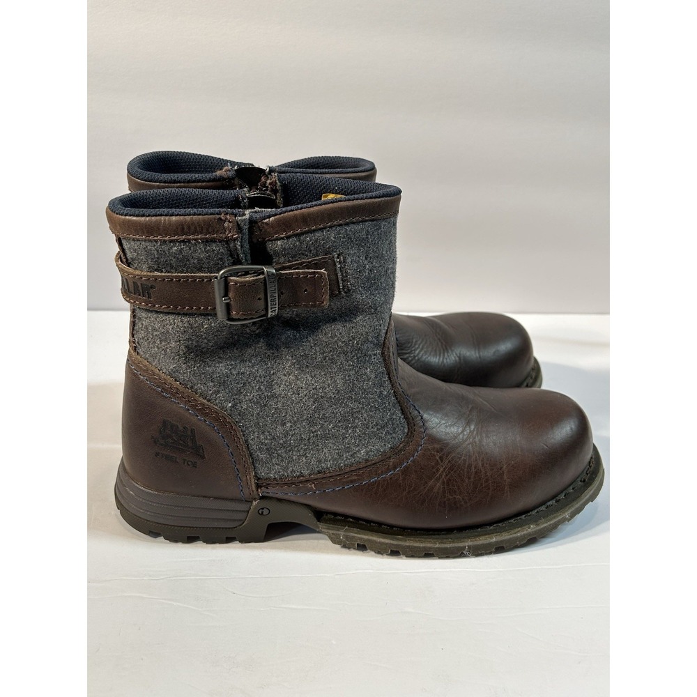 CAT Caterpillar Steel Toe Work Boots Mens US 10 Brown Leather Wellington ASTM EH